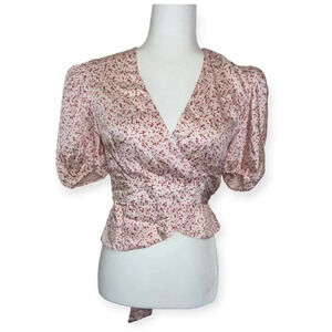 Senlis Pink Floral Leila Wrap Top Size XS Cottagecore